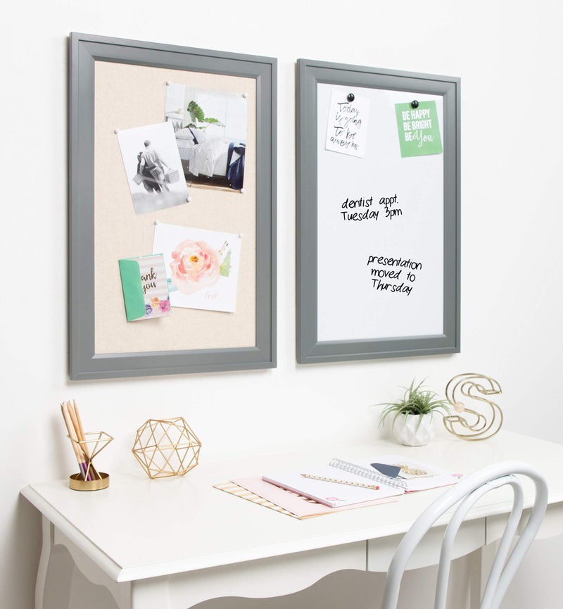 DesignOvation Bosc Decorative Framed Magnetic Dry Erase Board, Gray, 18.5x27.5 - Image 4